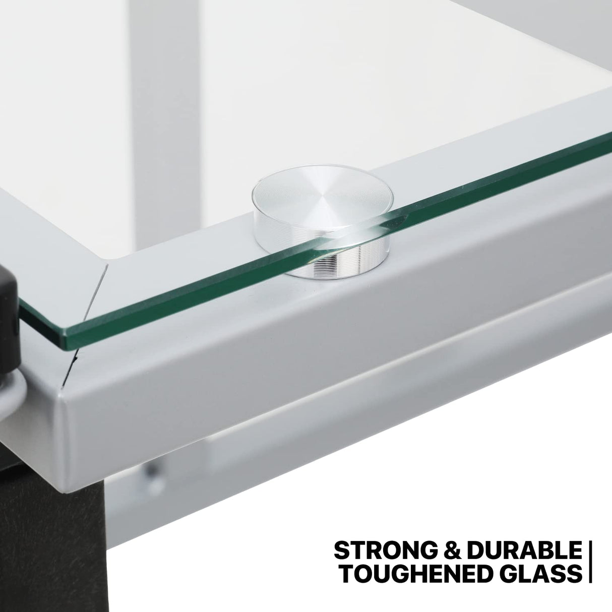 MoNiBloom Drafting Table on Wheels with Storage & Side Tray - Adjustable 0-65° Glass Tabletop, Replaceable Feet Art Desk MoNiBloom