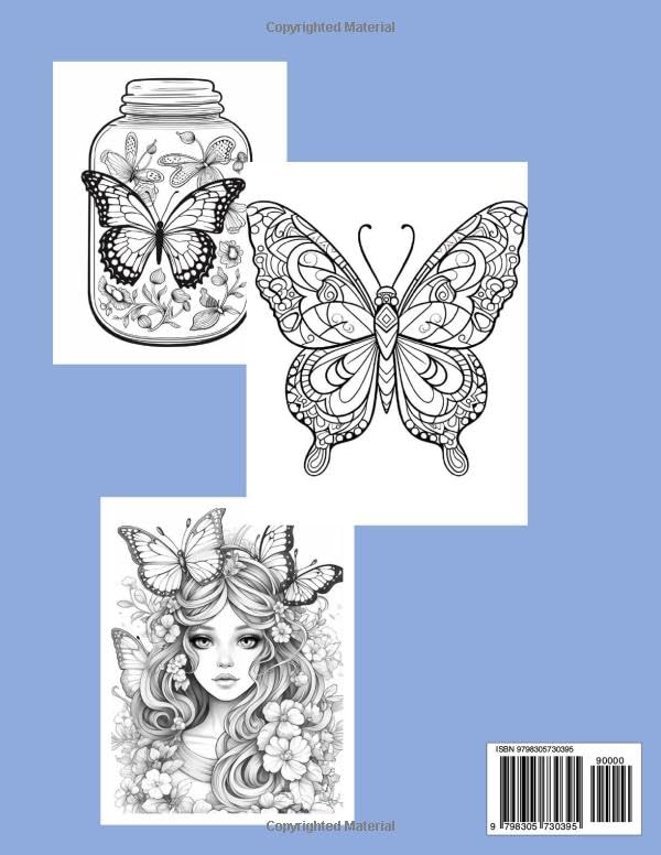 BUTTERFLY PRINCESSES AND FLOWERS: AN ADULT COLORING BOOK WITH 50 INSPIRATIONAL AND PEACEFUL DESIGNS Majosta