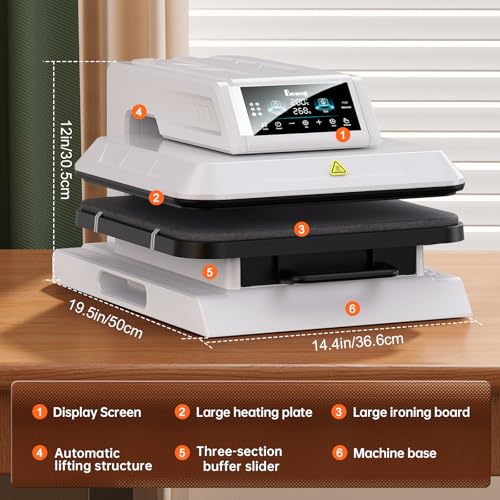 Benazcap Auto Heat Press Machine for T Shirts-Auto-Release 15x15 Heat Press - Rapid Heating, Even Heat Distribution, Ideal for HTV, Sublimation, Heat Transfer Projects Benazcap