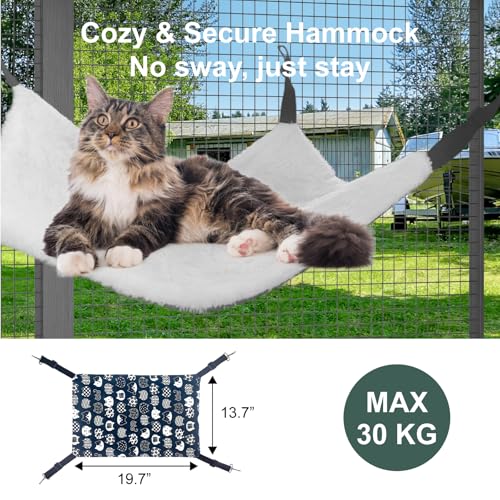 TIMHAKA 2 in 1 Indoor Catio, Outdoor Cat Enclosure with Tunnel, Pet Playen Include 1 Catio and 1 Tunnel, Cat Enclosure with Cats Hammock and Waterproof Cover, Indoor Outdoor Cats Cage with 2 Door TIMHAKA