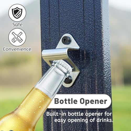 Domi Hardtop Grill Gazebo 8x5FT, Outdoor BBQ Gazebo with Galvanized Steel Double Roof, Permanent Sun Shade Grill Canopy Shelter with 2 Side Shelves and Ceiling Hook for Patio Yard Garden (Grey) domi outdoor living