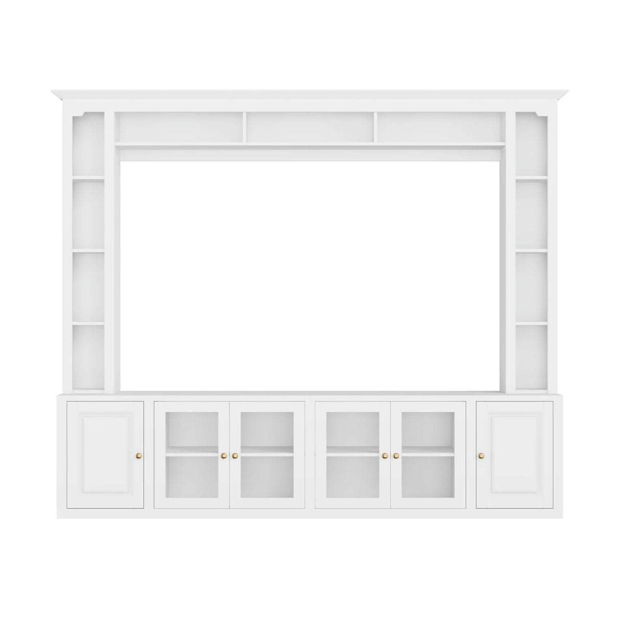 4-Piece Entertainment Center Wall Unit with Bookshelves,All-in-1 Large TV Stand with Tempered Glass Door for TVs Up to 80",92inch Media Console with Adjustable Shelves for Living Room (White-E) Tdewlye