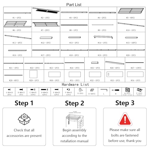 Bellemave Full Loft Bed with Desk & Storage Stairs, Metal Full Size Loft Bed Frame with Iron Nets, LED Lights & USB Ports, Heavy Duty Adult LoftBed for Bedroom, Noise-Free, Black Bellemave