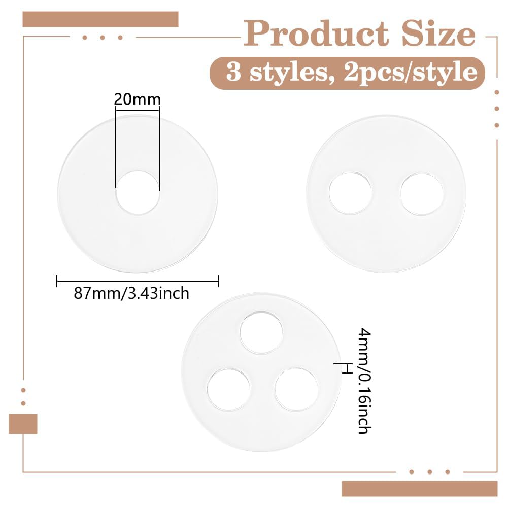 BENECREAT 6Pcs 3 Styles Candle Wick Centering Tool Holder, 1/2/3 Hole Acrylic Candle Wick Holder, Candle Wicks Centering Devices for Making Candles, Craft DIY BENECREAT