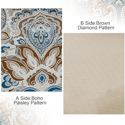 Drucon Brown Paisley Comforter Set Full, 7 Pieces Bed in a Bag Brown Paisley Pattern Comforter Soft Microfiber Bedding Set Full Size with Sheet and Pillowcases for Men Women Drucon