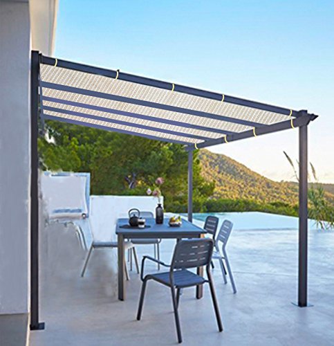 Shatex Shade Panel 10' x 18' Block 90% of Sunlight with Ready-tie up Ribbon for Pergola Gazebo Porch, Wheat Shatex