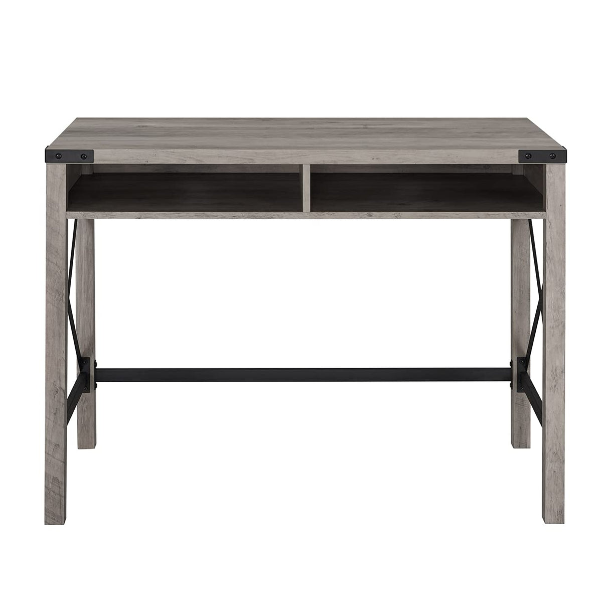 Walker Edison Callum Modern Farmhouse Metal X Writing Desk, 42 Inch, Grey Wash Walker Edison
