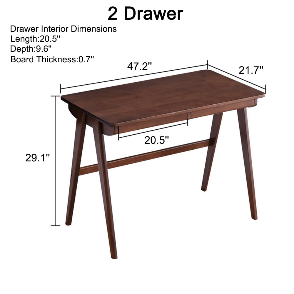 LITAITAI 39.4" Long Solid Wood Desk Solid Wood Writing Desk - Home Office Workbench Desk with 2 Drawer, Laptop Computer Work Study Table (39.4‘’) LITAITAI