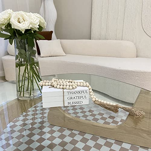 Decorative Books for Home Decor, White Faux Books for Decoration, Rustic Farmhouse Stacked Display Books (Thankful Grateful Blessed) OMISHE