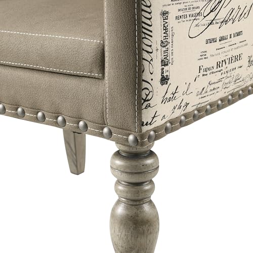 Roundhill Furniture Birmingham 8-Piece Dining Set: Extendable Table with 4 Side Chairs, 2 Armchairs, and a Nailhead Bench, Driftwood Finish Roundhill Furniture