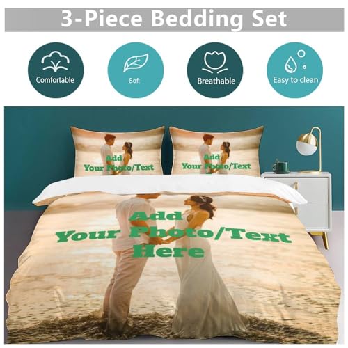 TIFDHIS Customized Duvet Cover &Pillowcase Set Personalized Bedding Set Design Your Own Comforter Sets 1 Side Printed Decor TIFDHIS