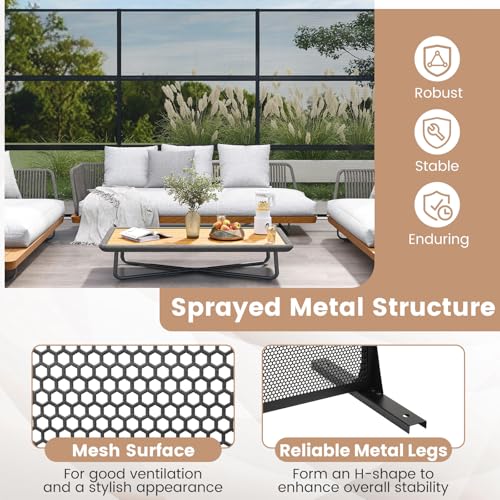 Giantex Metal Privacy Screen 72''H x 48''W, Powder-Coated Decorative Outdoor Fence Panel, Wall Divider for Room Separation, Freestanding Patio Divider with H-Shaped Base for Yard (Mesh Pattern) Giantex