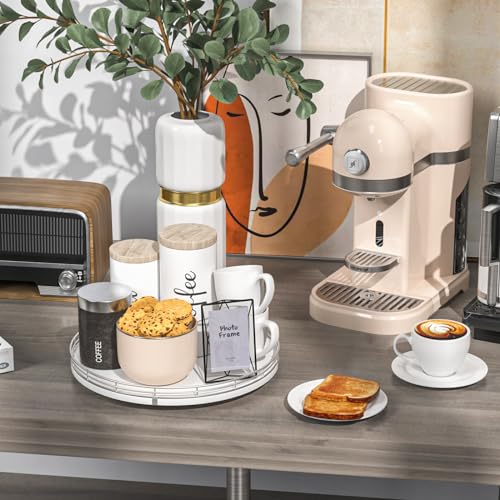 12" Oak Wood Lazy Susan Organizer, Lazy Susan for Cabinet Dining Table Pantry Wood Turntable Organizer Tray for Coffee Table Kitchen Countertop Salt Oroyutor