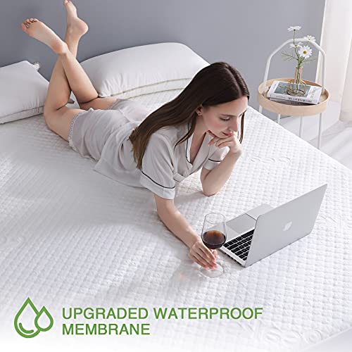 King Size Waterproof Mattress Protector Fitted Mattress Pad Cover with Deep Pocket Up to 18'' Reaks