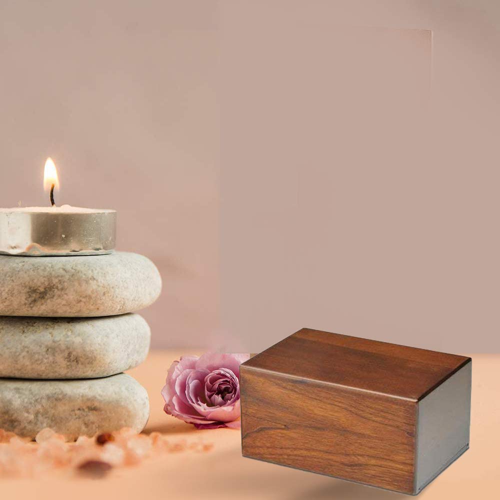 S.B.ARTS Wooden Urn Box for Human Ashes, Cremation Funeral Urns Box, Decorative Urns, Pet Memorial Urns, Cats Infant Adult Urn, Keepsake Burial Ash Box- Medium (Style1, 7.5' X 5.25' X 3.5 inch) S.B.ARTS