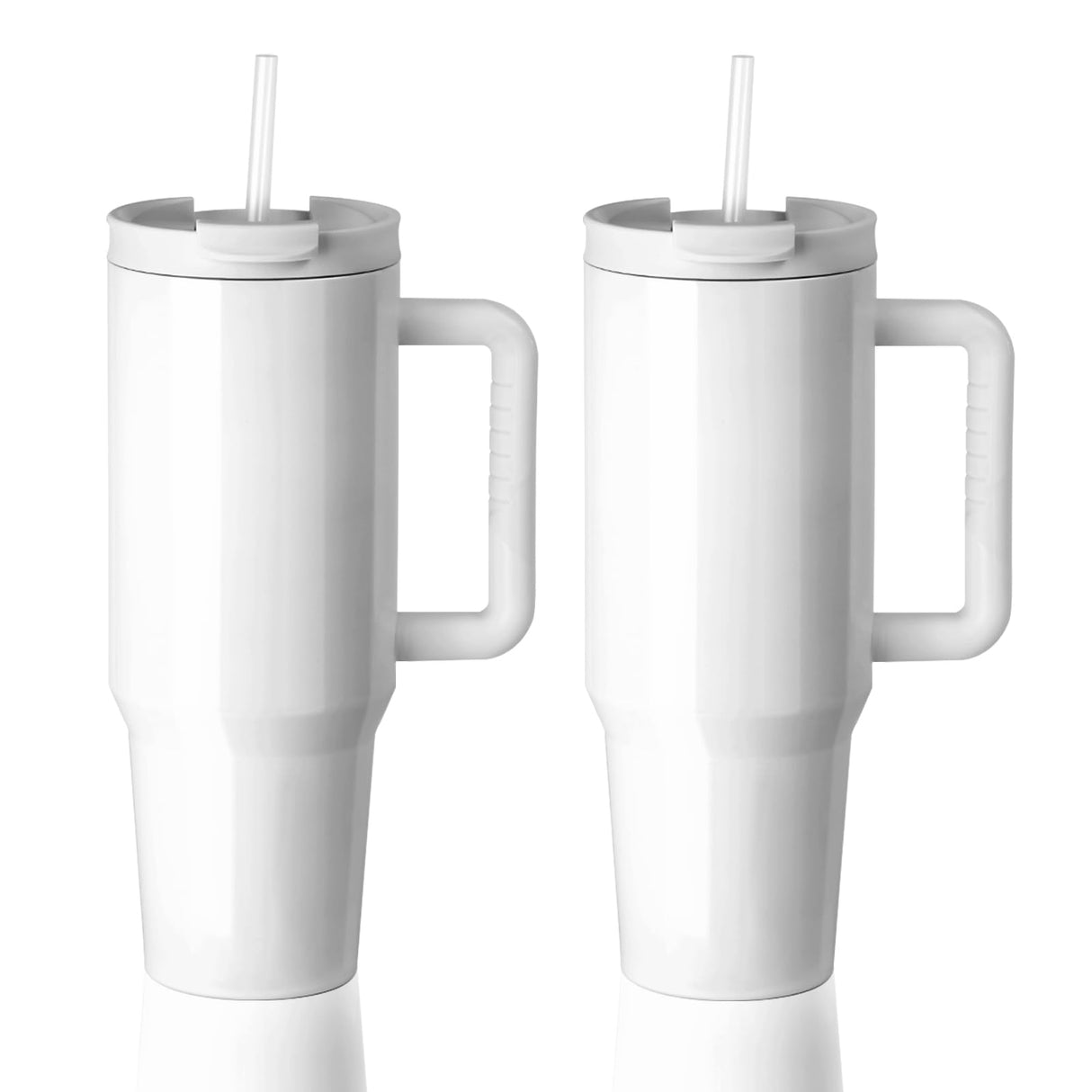 PYD Life 2 Pack 40 OZ Sublimation Tumblers with Handle White Blanks Stainless Steel Cups Mugs with Lid and Plastic Straw for Sublimation Oven Tumbler Heat Press Printing PYD Life