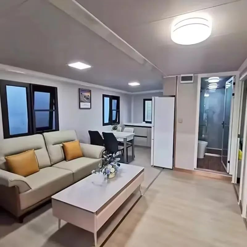 20FT Folding Prefab Home, 2 Bedroom Expandable Container House, Portable Tiny Modular Design Generic