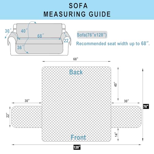 Luxshare Home Reversible Couch Cover for 3 Cushion Couch Sofa Cover Washable for Pet Friendly with Elastic Straps Water Repellent(Sofa, Chocolate/Beige) Luxshare Home