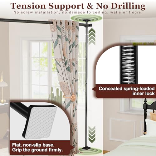 Goovilla Room Divider for Room Separation, Tension Curtain Rods No Drilling, 4-10ft(H) 28-171inch(W) Adjustable Temporary Privacy Wall Divider, Heavy Duty Freestanding Space Partition Separator, Black Goovilla
