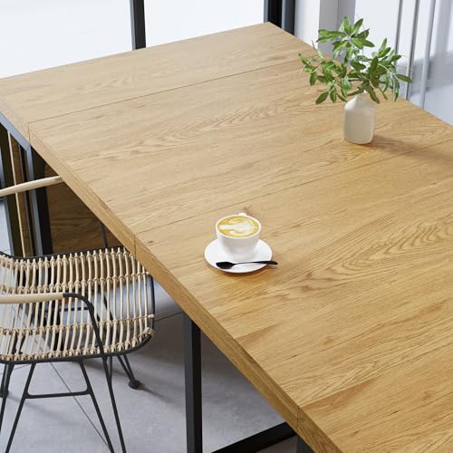 Lasageldar 118" Extendable Dining Table for 2-10 People, Modern Space-Saving Wood Dinner Table for Kitchen Dining Living Room Outdoor Patio (Wild Oak) Lasadelgar