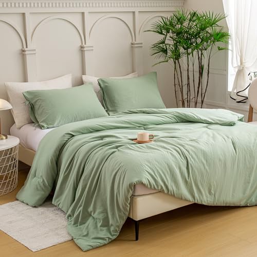 BOHOPOPM Softness Sage Green Twin/XL Comforter Set- Lightweight Super Soft Cozy Modern Polycotton Bedding Blanket Quilt Set for Kid Teen Boy Children Dorm All Season - 1 Down Comforter & 1 Pillowcase BOHOPOPM