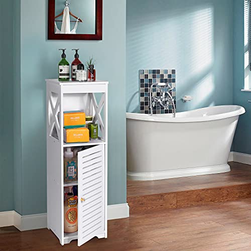 YIGANG Waterproof Bathroom Cabinets,White Bathroom Storage Shelf Organizer Cupboard with Daily use Layer and 1 Cupboard Door (XX) YIGANG