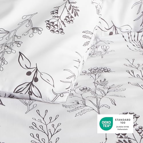 Bedsure Queen Comforter Set - Bright White Bed Set, 3 Pieces Cute Floral Bedding, 1 Soft Reversible Botanical Flowers Comforter and 2 Pillow Shams Bedsure