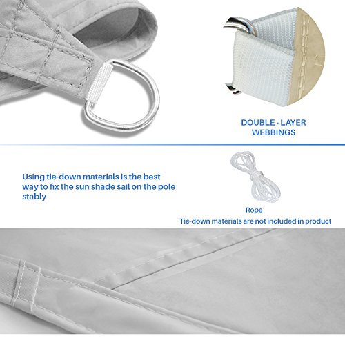 E&K Sunrise 8' x 18' Waterproof Sun Shade Sail Outdoor Rectangle Canopy Shade Cover UV Block for Pergola Patio Backyard Garden Deck (Light Gray) E&K