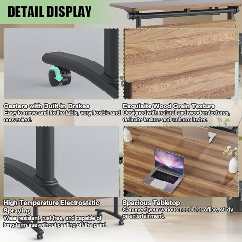 Conference Tables,Folding Conference Room Tables Office Table Flip Top Mobile Modular Meeting Training Tables with Silent Wheels,Seminar Boardroom Table for Home Office (4 Pack, 55.1x23.6x29.5) Crevew