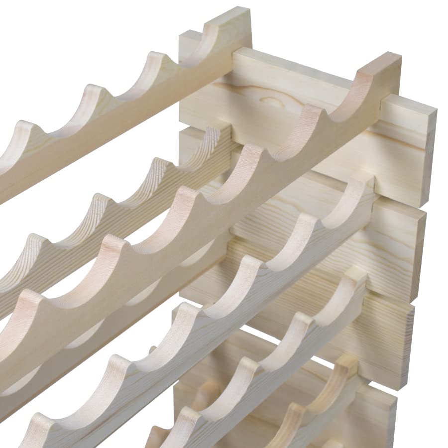 F2C Wood 72-Bottle Stackable Modular Wine Rack Wood Wine Cabinet Free standing Wine Storage Organizer Display Shelf Wine Bottle Holder Kitchen Decor Classic Style, Wobble Free F2C