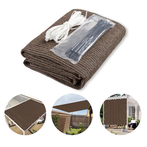 LOVE STORY 10x10 FT Sun Shade Cloth with Grommets Pergola Shade Cover 95% UV Protection for Patio Outdoor, Brown LOVE STORY