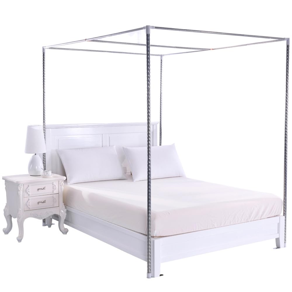 EcoTypee Canopy Bed Frame Queen, Thicken Stainless Steel Bed Canopy Frame, Metal Four Poster Canopy Bed Frame for Metal Bed Mosquito Bed Poles Canopy Frame EcoTypee