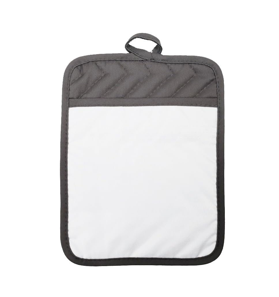 Gray Grey Sublimation Blanks 9"x7" Polyester/Cotton Pot Holders with Sublimation Pocket DIY Set of 4 Tromic