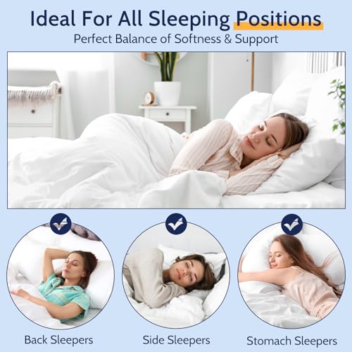 ROUMEA Pillows Queen Size Set of 2, Gusseted Bed Pillows for Sleeping 2 Pack, Luxury Hotel Quality, Supportive Queen Pillow with Soft Down Alternative for Back Stomach Side Sleepers, Machine Washable ROUMEA