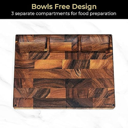 SMIRLY Butcher Block Large Extra Large Walnut Wood End Grain Cutting Chopping Board for Kitchen