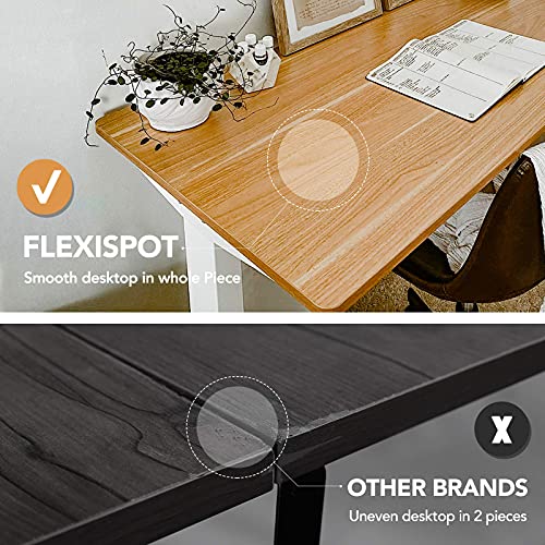 FLEXISPOT Standing Desk Height Adjustable Desk Electric Sit Stand Desk Home Office Table (55x28 Black+Maple 2 Packages) FLEXISPOT