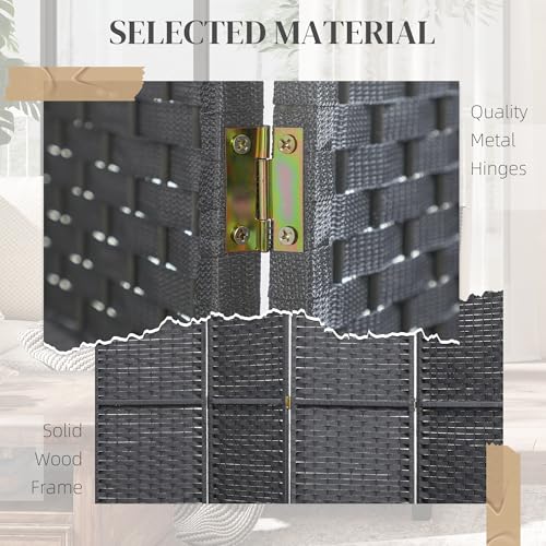 HOMCOM Room Divider, 6 Panel Folding Privacy Screen, 5.6' Tall Freestanding Wall Partition for Home Office, Bedroom, Charcoal Gray HOMCOM