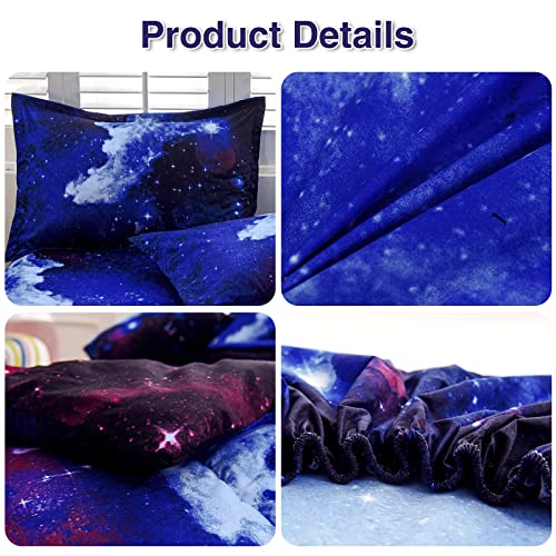 A Nice Night Galaxy 6Pcs Bedding Sets Outer Space Comforter Bed in a Bag 3D Printed Quilt,for Children Boy Girl Teen Kids,Full 6Pcs A Nice Night