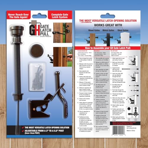 GH Gate Latch Complete Outdoor gate Latch for Wooden Gates operates from/on Both Sides of Fence Patented Dual Sided Operation. Wooden Fence Latch Vinyl Gate Latch Metal Fence Latch Universal fit GH Gate Products