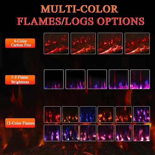 Weyderk 50 inch Electric Fireplace with Mantel, Fireplace TV Stand with 23" Insert Heater for Living Room Bedroom, 12 Flame Colors, Remote Control, Touch Screen, Timer, Weathered Stone Weyderk