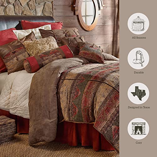 Paseo Road Sierra Western Bedding 7 Piece King Comforter Set, Faux Suede Chenille Jacquard Southwestern Bedding, Rustic Comforter Set with Bed Skirt, Shams, Accent Pillows H HIEND ACCENTS