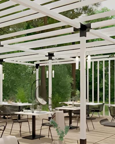 TROPTOLKY 4x4 Pergola Brackets Kit, 5-Way Powder-Coated Woodworks Corner Brackets, 1 Bracket Shoulders & 1 Wood Post Base, 2PCS Woodwork Pergola Kit Elevated Wood Stand Kit TROPTOLKY