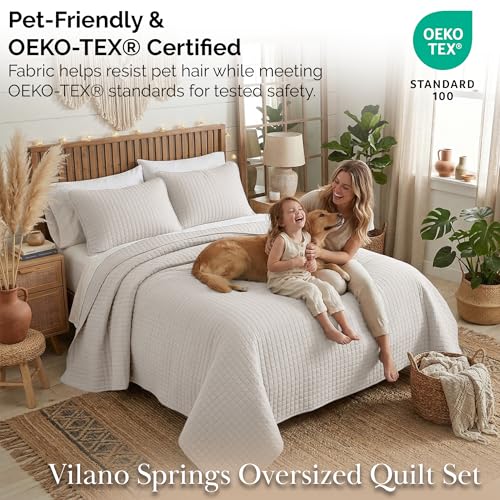 Southshore Fine Living, Inc. King Quilt Bedding Set, Quilted Comforter, Coverlet Bed Spread for California Kings, Luxury Bedding King Quilt Set, Lightweight Quilted Bedspread w/Shams, Natural Beige Southshore Fine Living, Inc.