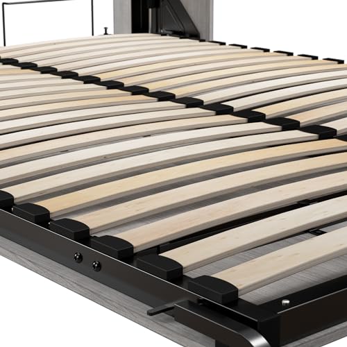 Bestar Claremont 59W Full Murphy Bed in Platinum Gray, Sleeping Arrangement for Multipurpose Area, Bedroom, Guest Room, or Living Room Bestar