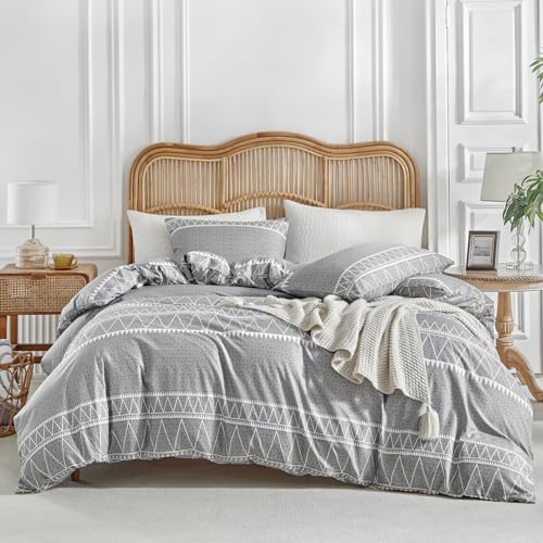 Lekesky Duvet Cover Queen Size, Grey Breathable Comforter Cover Queen Size 3pc Ultra Soft Brushed Bedding Duvet Cover Set with Zipper Ties (1 Duvet Cover 90x90 inches with 2 Pillow Cases) Lekesky