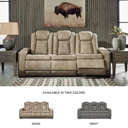 Signature Design by Ashley Next-Gen DuraPella Power Reclining Sofa with Adjustable Headrest, Sand Signature Design by Ashley