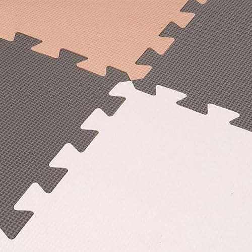 BalanceFrom Fitness 16 Tile Thick Non Slip Interlocking EVA Foam Kids Puzzle Home Floor Exercise Play Mat Set, Covers 16 Square Feet, Cream/Gray/Beige BalanceFrom