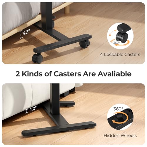 JYLH JOYSEEKER Mobile Standing Desk with Drawer, 35" Small Standing Desk with Cup Holder, Rolling Laptop Cart on Wheels, Height Adjustable Table with Storage for Home Office, Black JYLH JOYSEEKER
