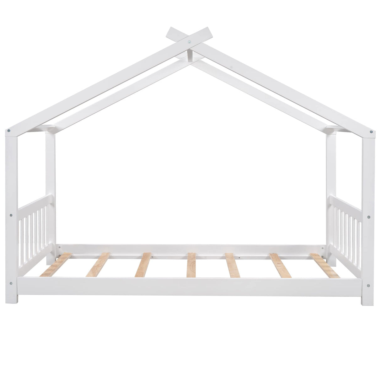 Merax Twin Kids House Bed Frame – Charming Wood Design with Headboard & Footboard in White Merax
