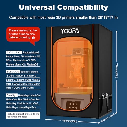Multifunctional Resin 3D Printer Enclosure with Ventilation Filter, High Quality 3D Printer Vented Enclosure Tent Cover Eliminate Odors Compatible with Anycubic Elegoo Series LCD Resin UV 3D Printer YOOPAI